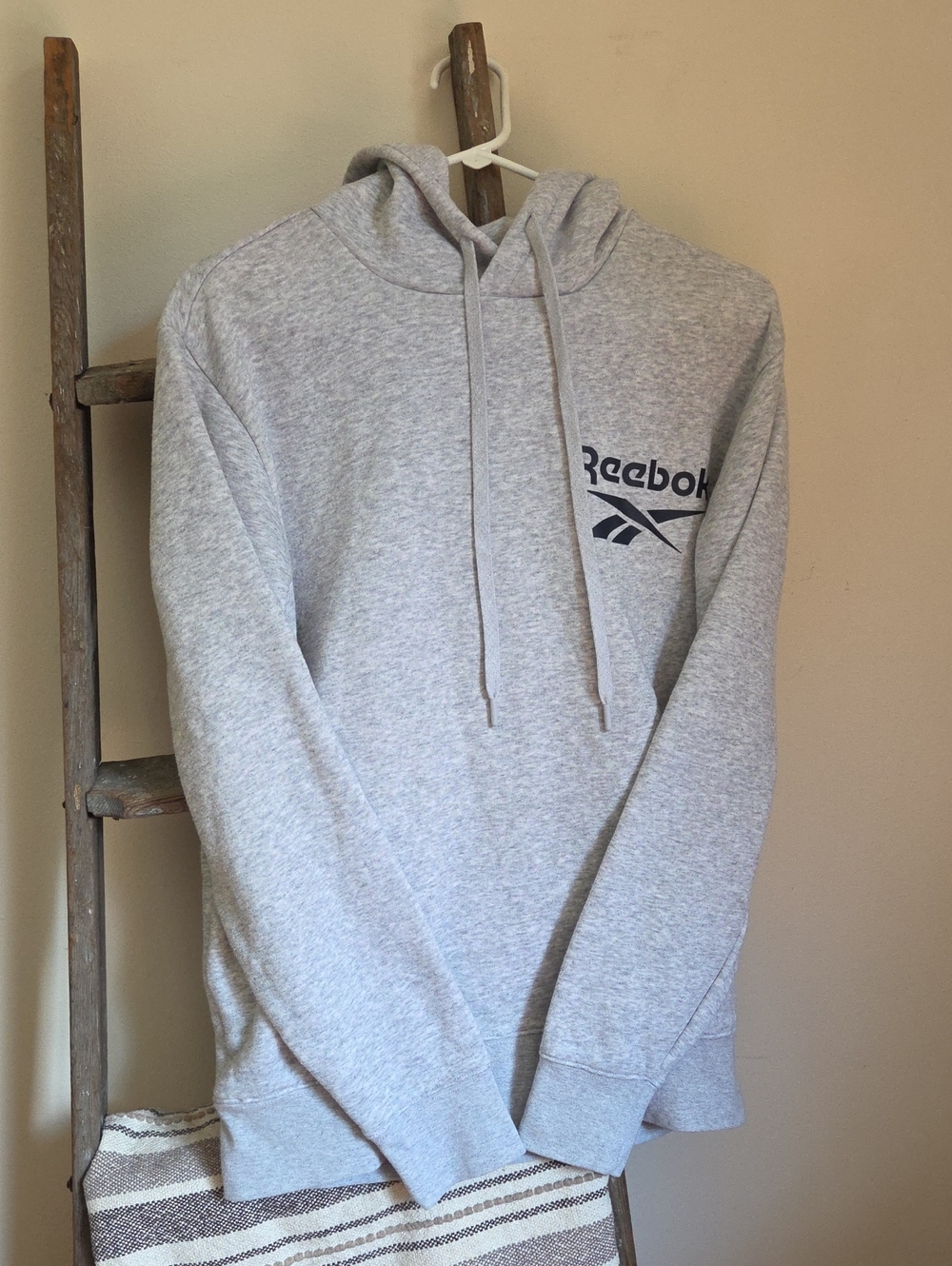 Reebok Light Gray Pullover Hoodie with Chest Logo